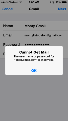 I can t add a gmail email account to my iPhone