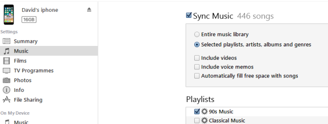 How do I transfer music from iTunes library to my iphone library