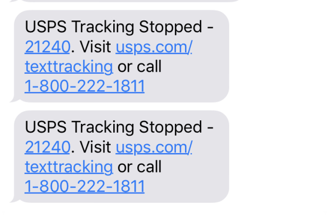 I accidentally liked a text iPhone from USPS text notifications and now it says my tracking has stopped. Anyone know how I can fix this