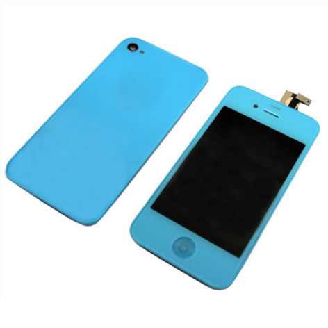 Light Blue Iphone 4 Front LCD Screen Touch Digitizer Assembly Back Cover Conversion Kit