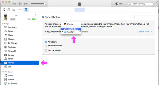 How to stream selected photos from my iphone to my MacBook air
