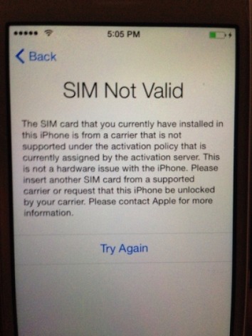 I brought an iPhone online it says sim not valid what to do