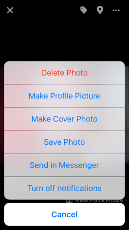 How to put a picture on pricate using mobile version of FaceBook iPhone app