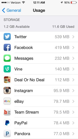 Iphone 5S memory usage glitch - 1