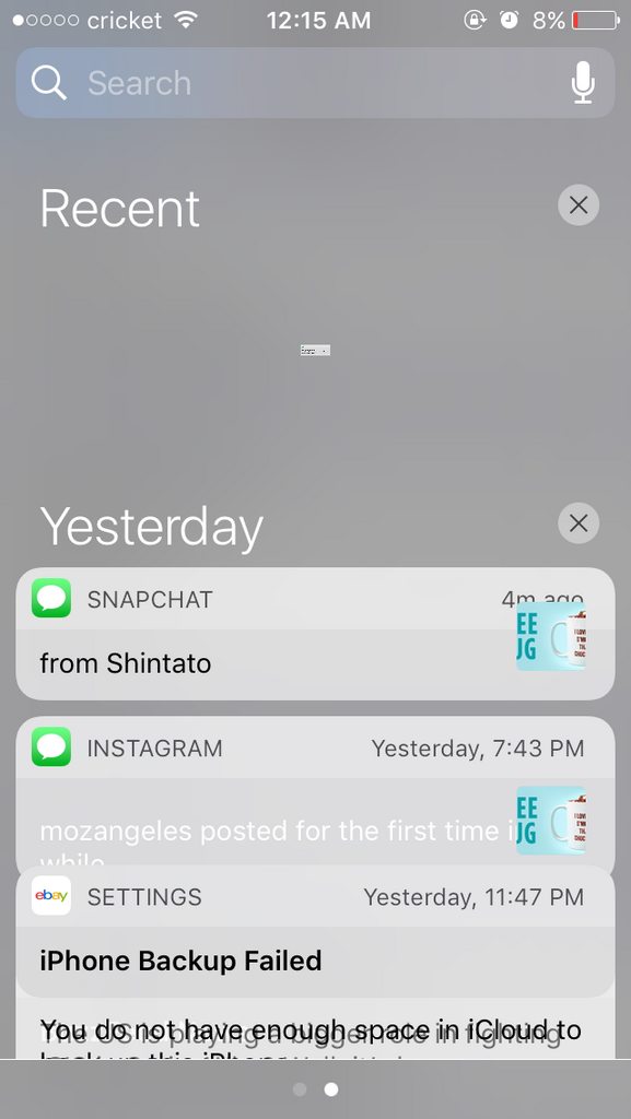 IOS 10.3.3 notification center broken