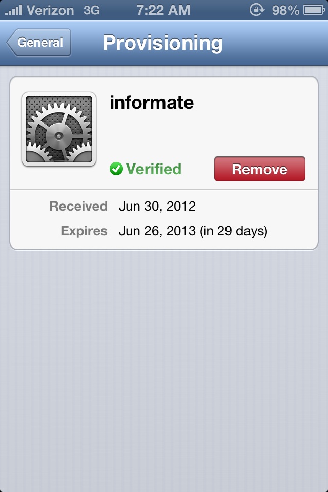 My iPhone informate is about to expire