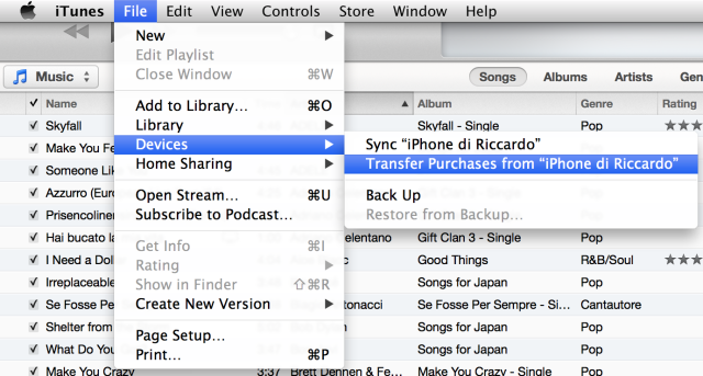 Transfer purchases from iPhone to iTunes