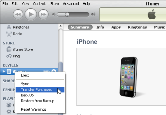 IPhone: What are the steps to take to transfer your iPhone purchases to your iTunes Library - 1