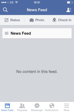 Why is my Facebook not showing any news feed iPhone 4s