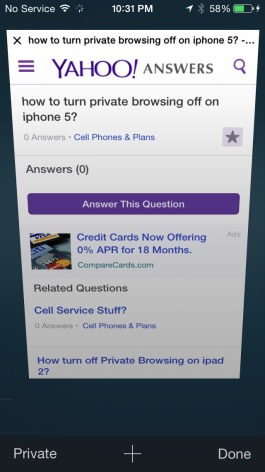 How to turn private browsing off on iphone 5