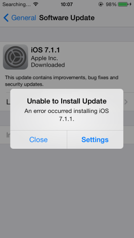 Problem with iphone 5s and ios7.1.1